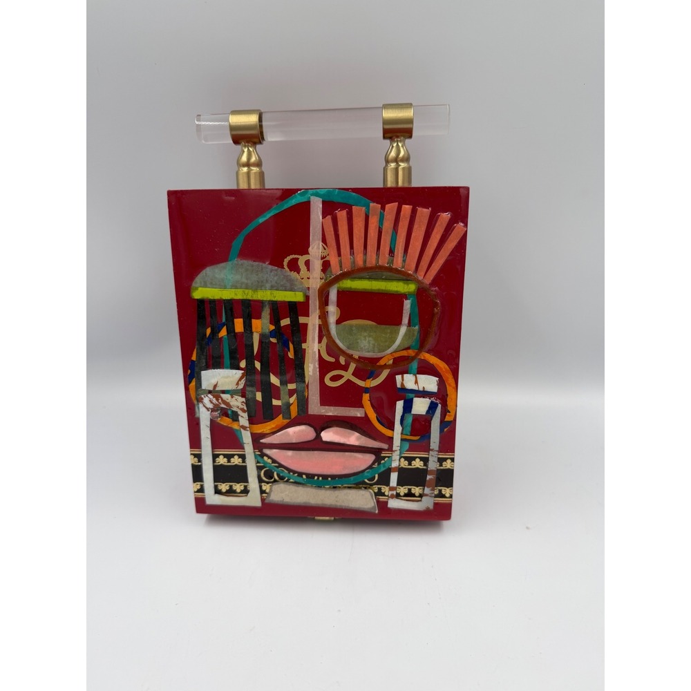 La Flor Dominicana LFD Coronado Cigar Box Purse Red Mixed Media Face Art Handle